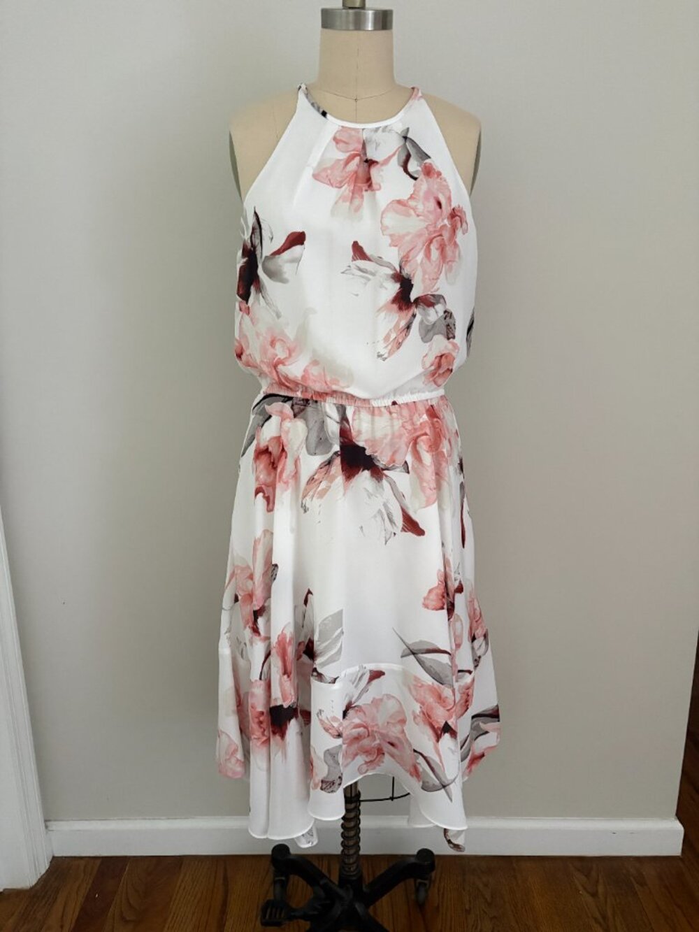 White House Black Market Floral Halter Midi Dress Quiet Luxury Cottagecore Y2K 8